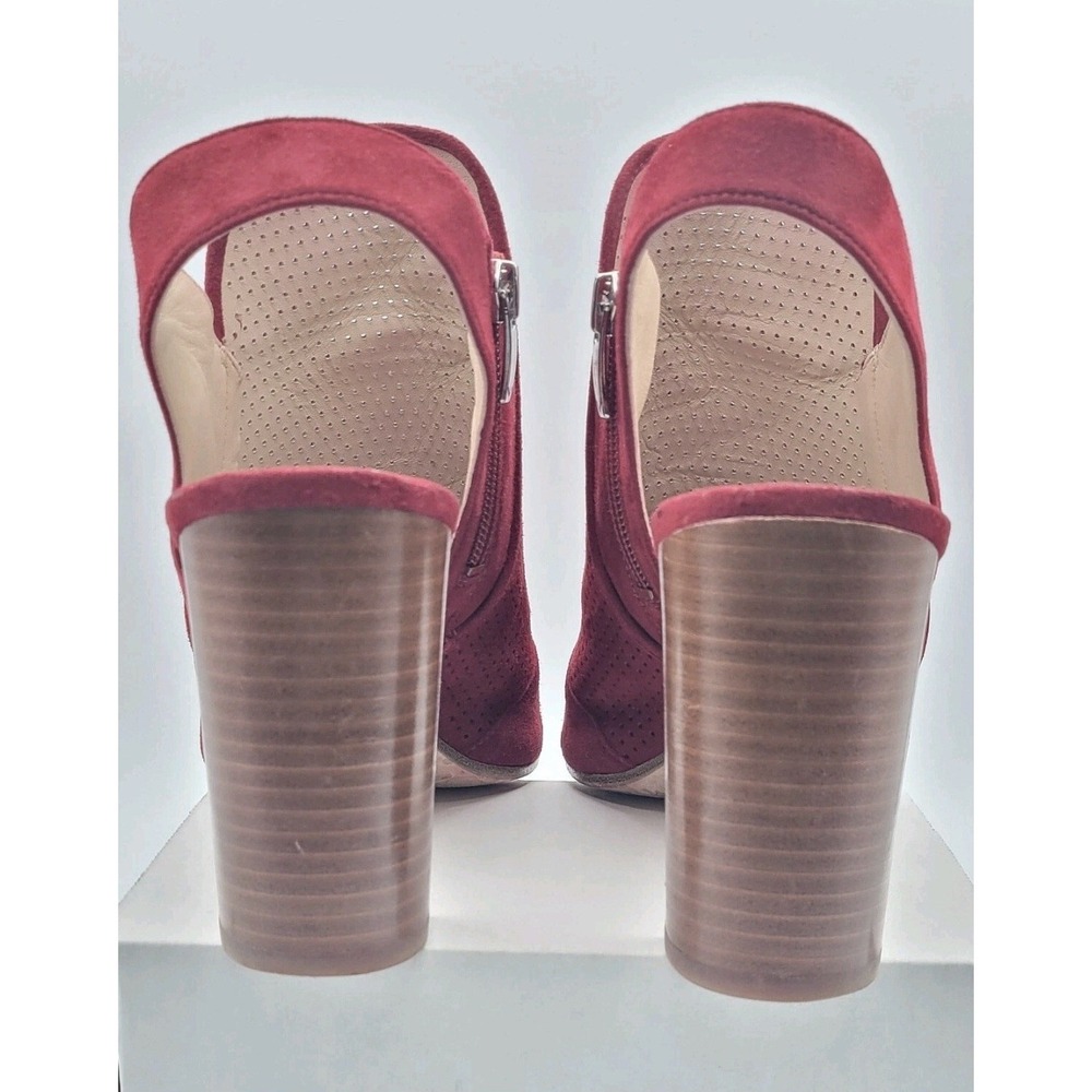 Via Spiga Gaze Red Suede Slingback Booties Block Heel Open Toe Perforated Sz 10 - Picture 3 of 9